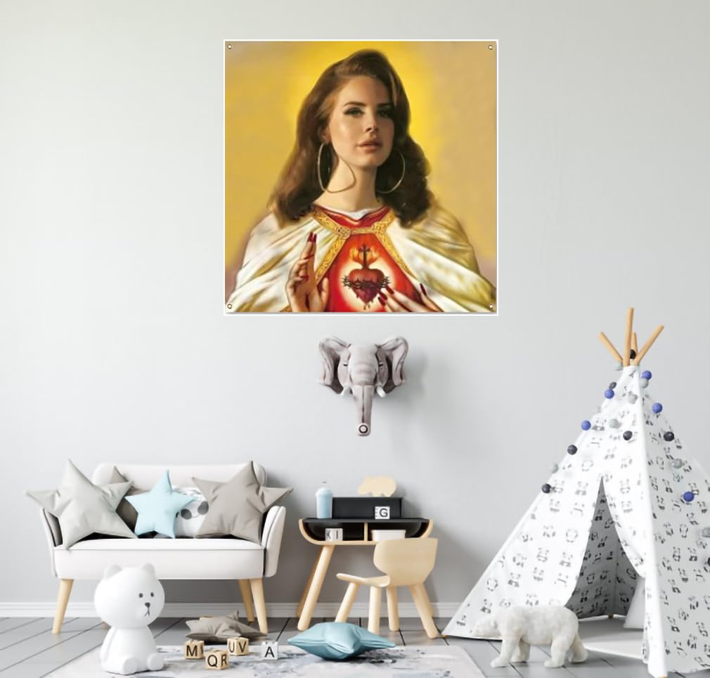 Saint Del Rey Tapestry Flag 4x4ft Lana Art Music Album Wall